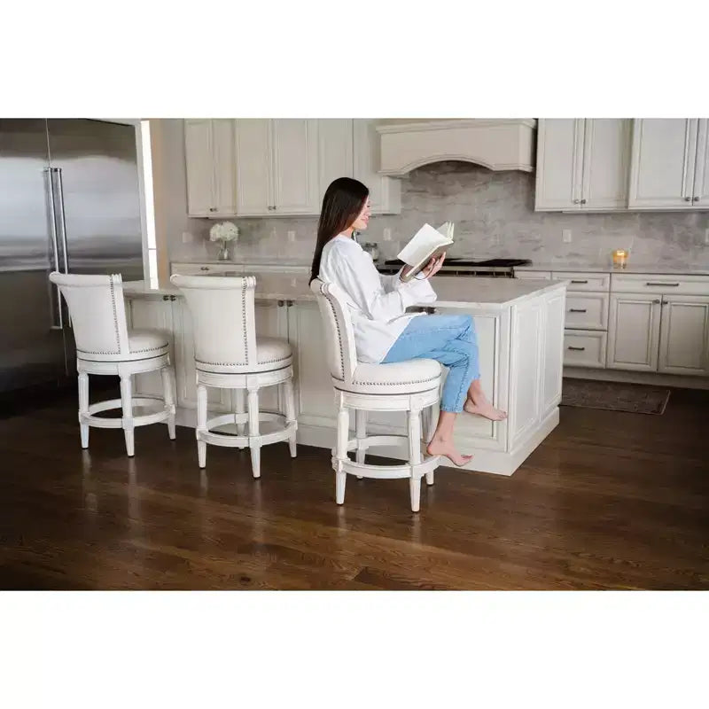 Tabourets de bar pivotants en tissu