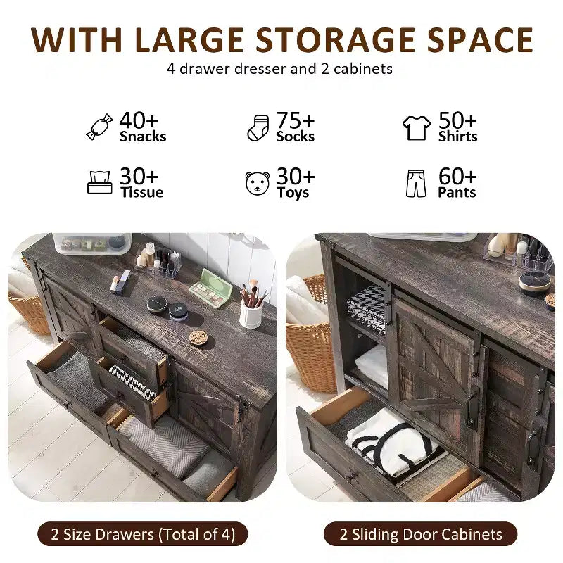 Table de toilette et commode de 122 cm de style ferme