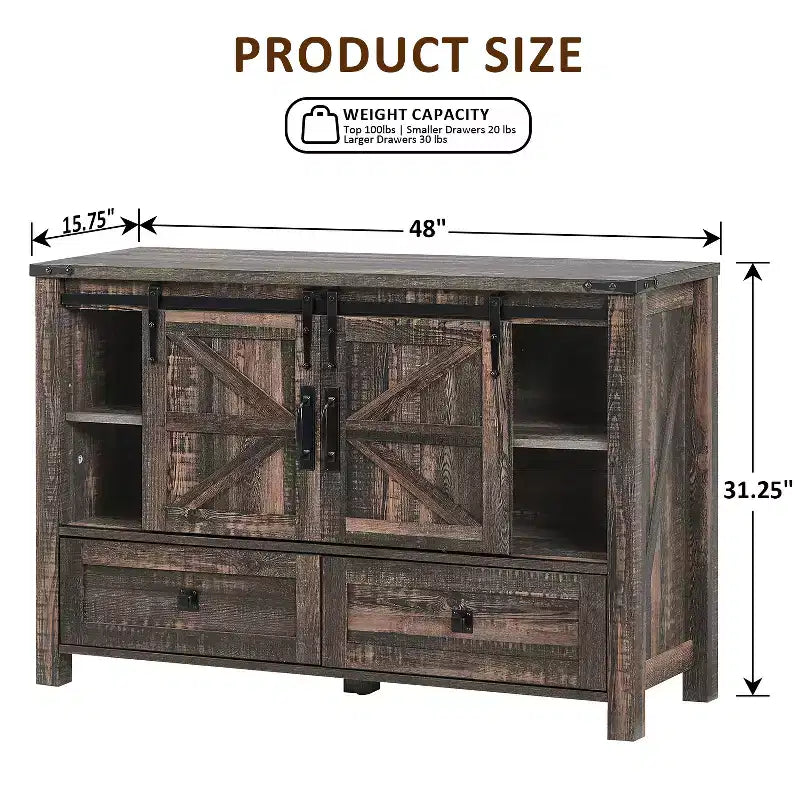 Table de toilette et commode de 122 cm de style ferme