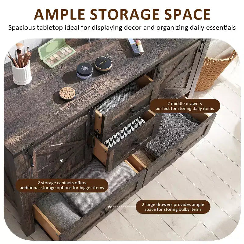 Table de toilette et commode de 122 cm de style ferme