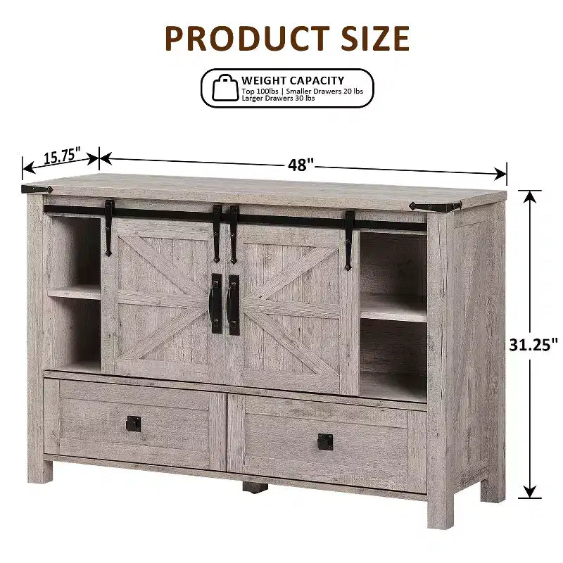 Table de toilette et commode de 122 cm de style ferme