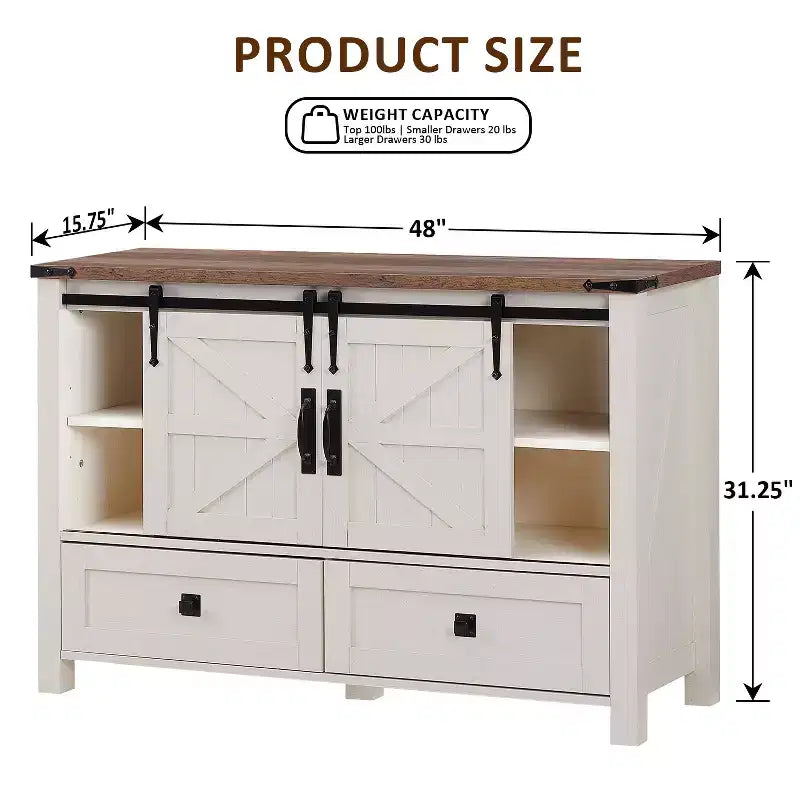 Table de toilette et commode de 122 cm de style ferme