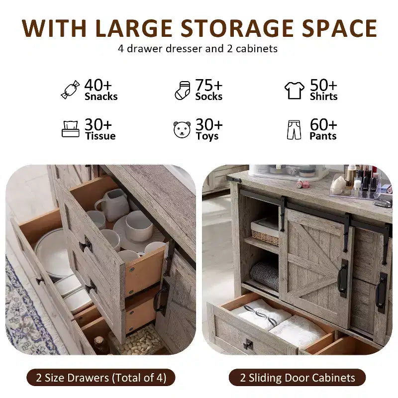Table de toilette et commode de 122 cm de style ferme