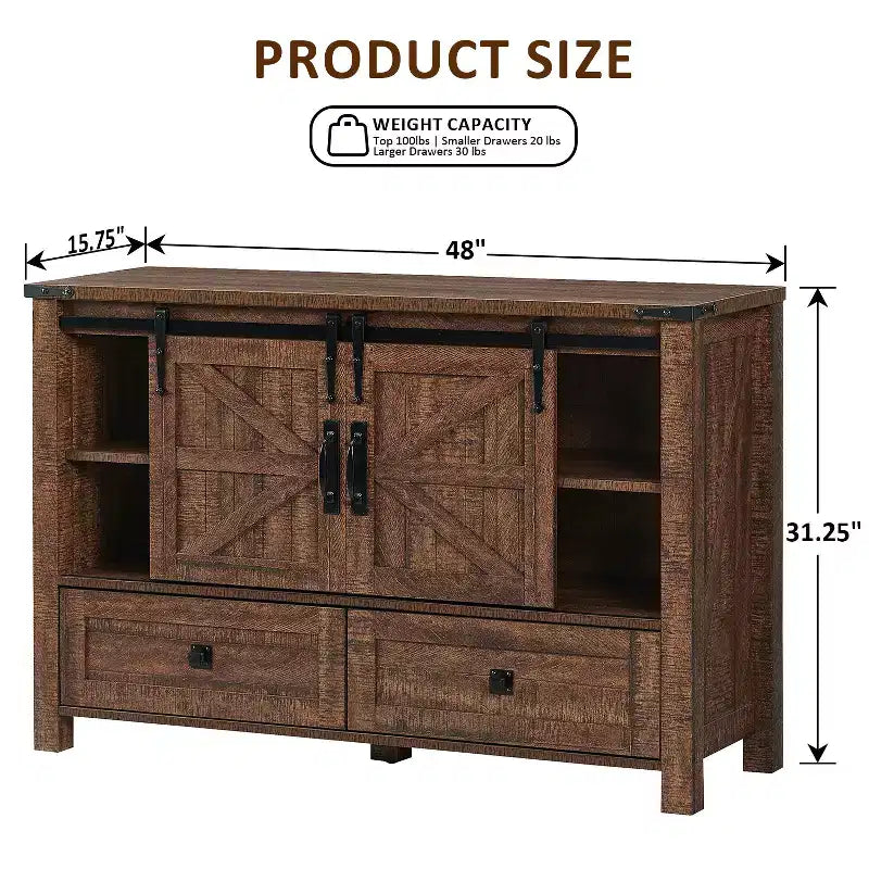 Table de toilette et commode de 122 cm de style ferme
