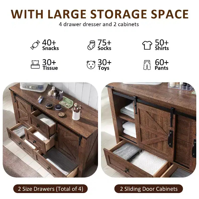 Table de toilette et commode de 122 cm de style ferme