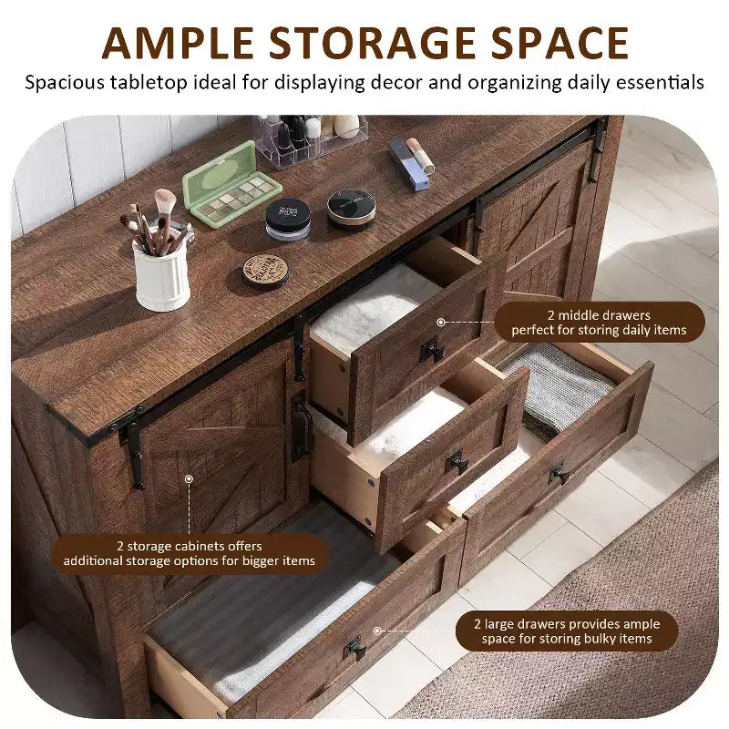 Table de toilette et commode de 122 cm de style ferme