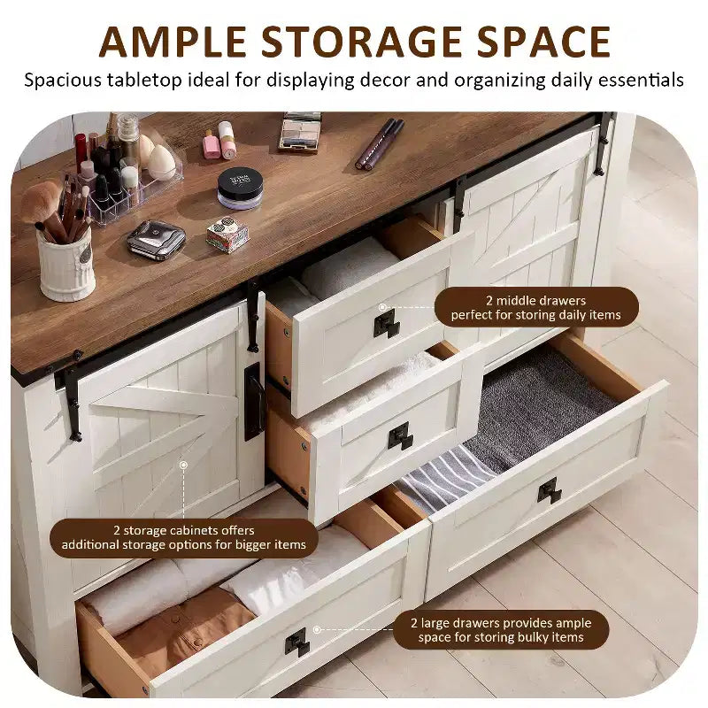Table de toilette et commode de 122 cm de style ferme