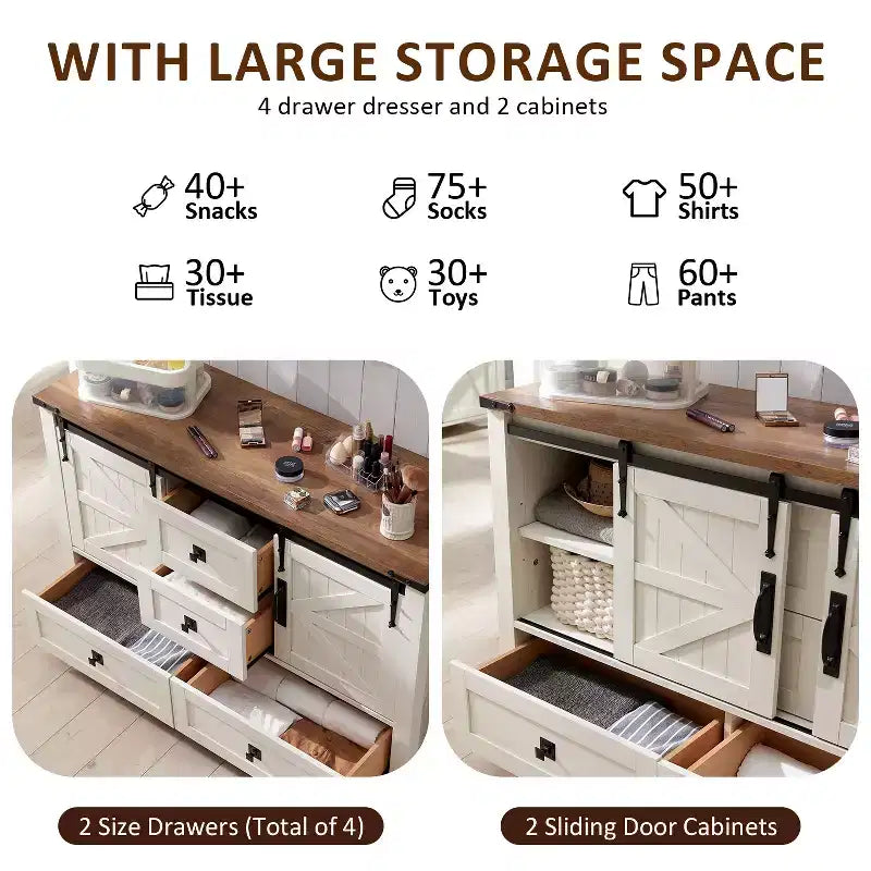 Table de toilette et commode de 122 cm de style ferme