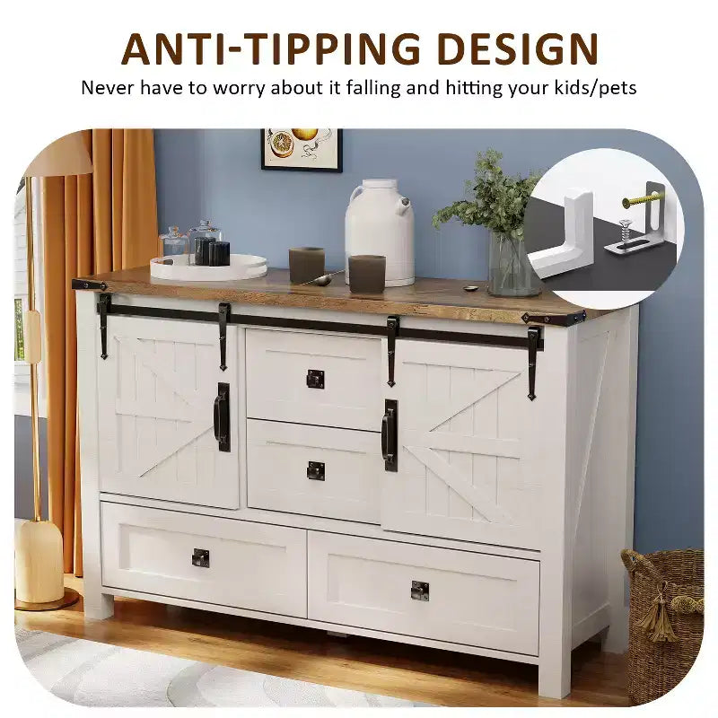 Table de toilette et commode de 122 cm de style ferme