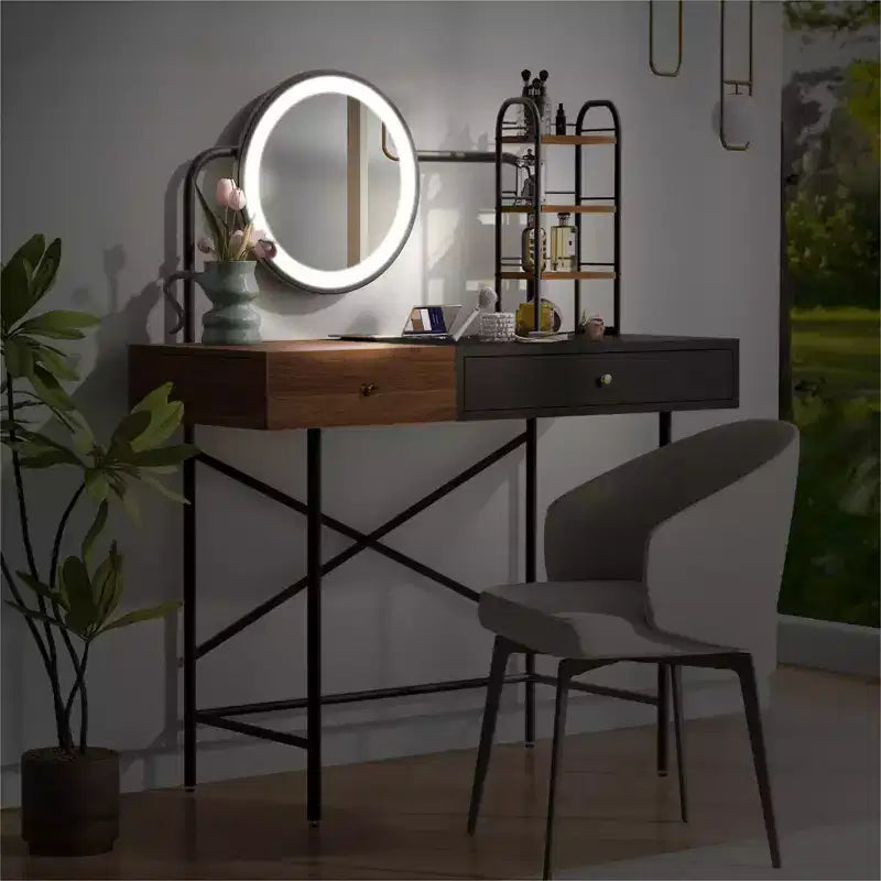Étagère de vanité murale avec tiroir, coiffeuse flottante peu encombrante pour salle de bain/chambre à coucher, installation facile avec supports cachés