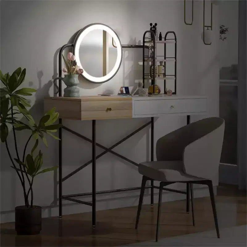 Étagère de vanité murale avec tiroir, coiffeuse flottante peu encombrante pour salle de bain/chambre à coucher, installation facile avec supports cachés
