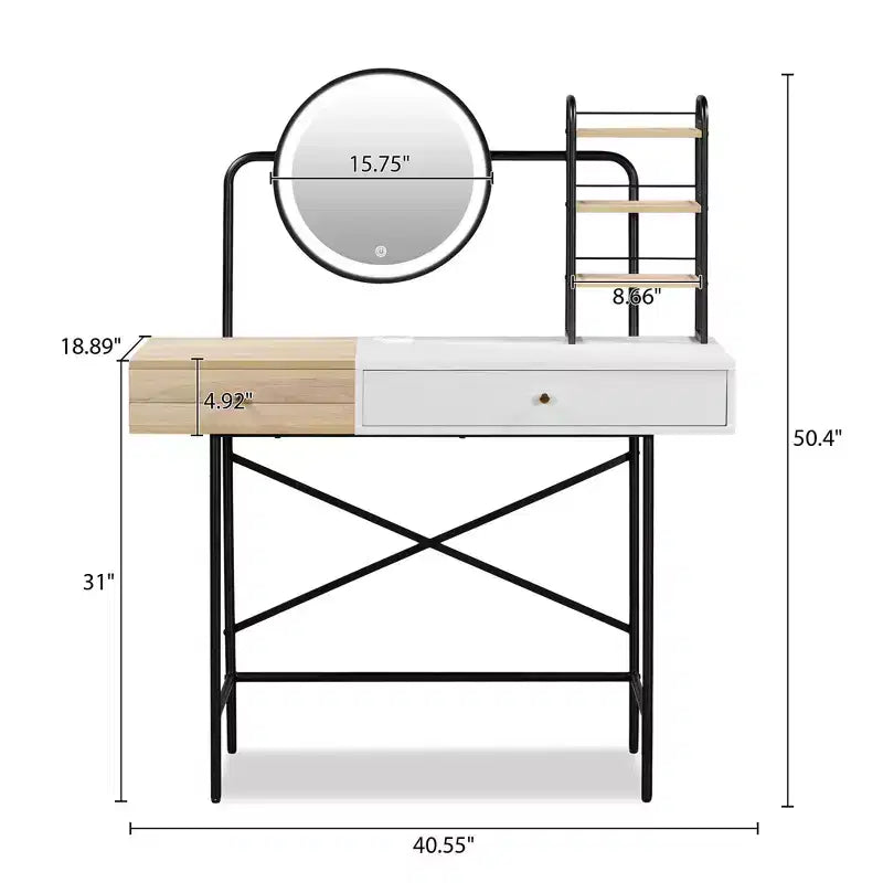 Étagère de vanité murale avec tiroir, coiffeuse flottante peu encombrante pour salle de bain/chambre à coucher, installation facile avec supports cachés