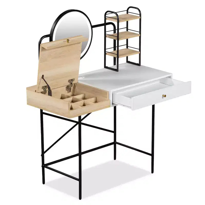 Étagère de vanité murale avec tiroir, coiffeuse flottante peu encombrante pour salle de bain/chambre à coucher, installation facile avec supports cachés