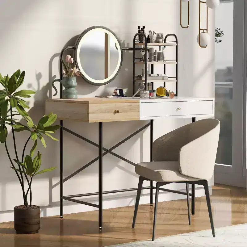 Étagère de vanité murale avec tiroir, coiffeuse flottante peu encombrante pour salle de bain/chambre à coucher, installation facile avec supports cachés