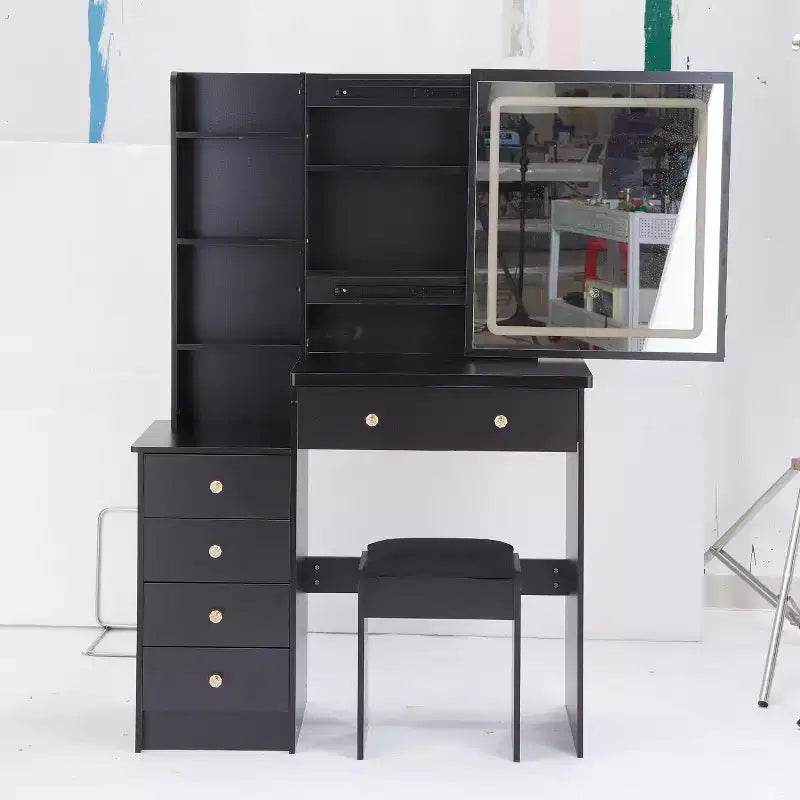 Miroir de coiffeuse et table avec lumières