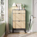 Acekool Shoe Storage Organizer with 2 Flip Drawers &amp; Small Drawer, Slim Entryway Cabinet with Fluted Doors