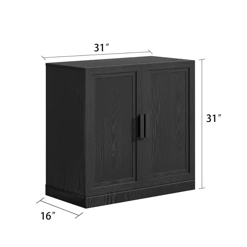 Meuble d'appoint en bois noir 62x62x16, organisateur de rangement avec étagères réglables pour cuisine, chambre, entrée, salon, salle à manger