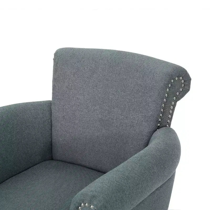 Fauteuil club contemporain en tissu avec garniture cloutée