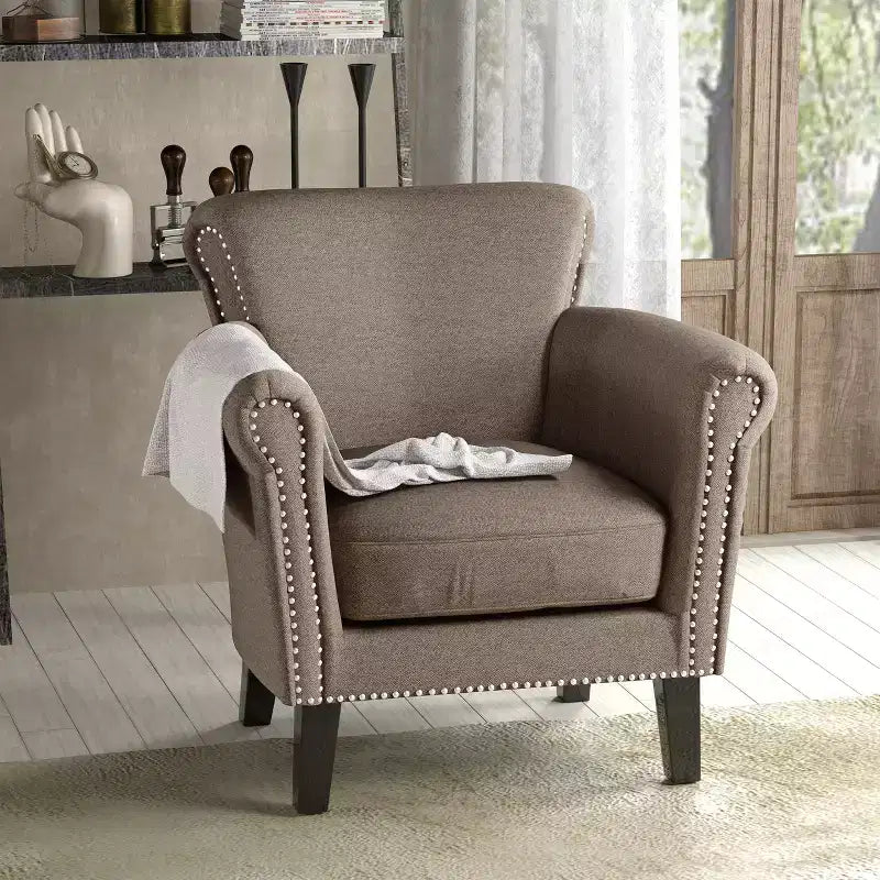 Christopher Knight Home Brice Contemporary Fabric Club Chair with Nailhead Trim