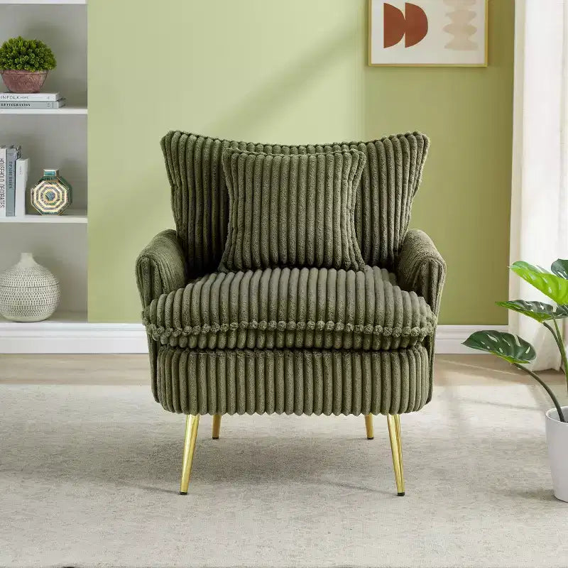 Okak Modern Accent Chair, 30.31 Inch Single Chair, Coarse Corduroy Fabric, Suitable for Apartment Office Living Room