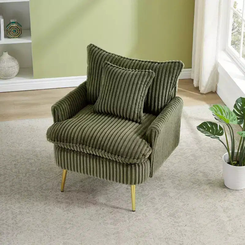 Fauteuil d'appoint moderne, Fauteuil simple de 77 cm, Tissu en velours côtelé épais, Idéal pour appartement, bureau, salon