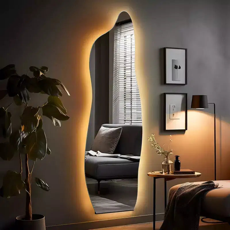 Miroir Infini 3 Couleurs 63x24, Miroir de Coiffeuse LED pour Salle de Bain, Entrée de Chambre à Coucher, Salon/Dressing