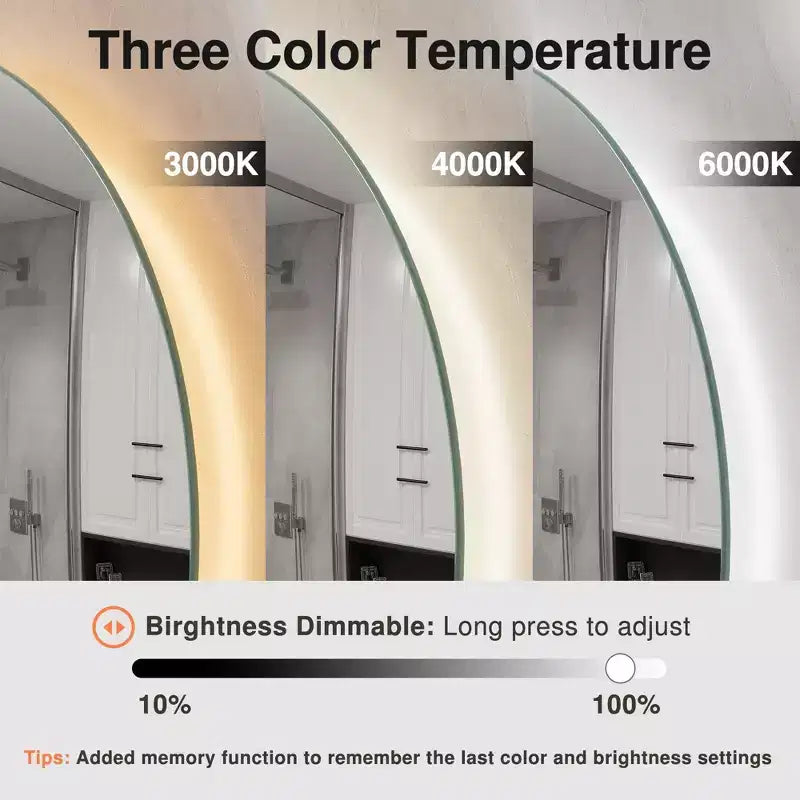 Miroir Infini 3 Couleurs 63x24, Miroir de Coiffeuse LED pour Salle de Bain, Entrée de Chambre à Coucher, Salon/Dressing
