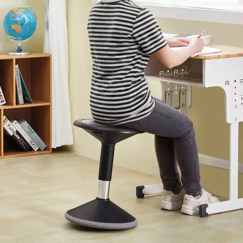 Tabouret oscillant, réglable en hauteur (15,7-21,7 po), chaise active, siège flexible, tabouret oscillant en PVC+ABS, améliore la concentration, âge 12-18 ans, noir