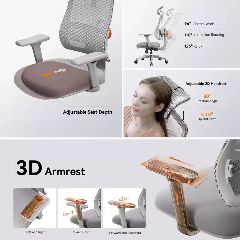 Chaise de bureau ergonomique - Grise