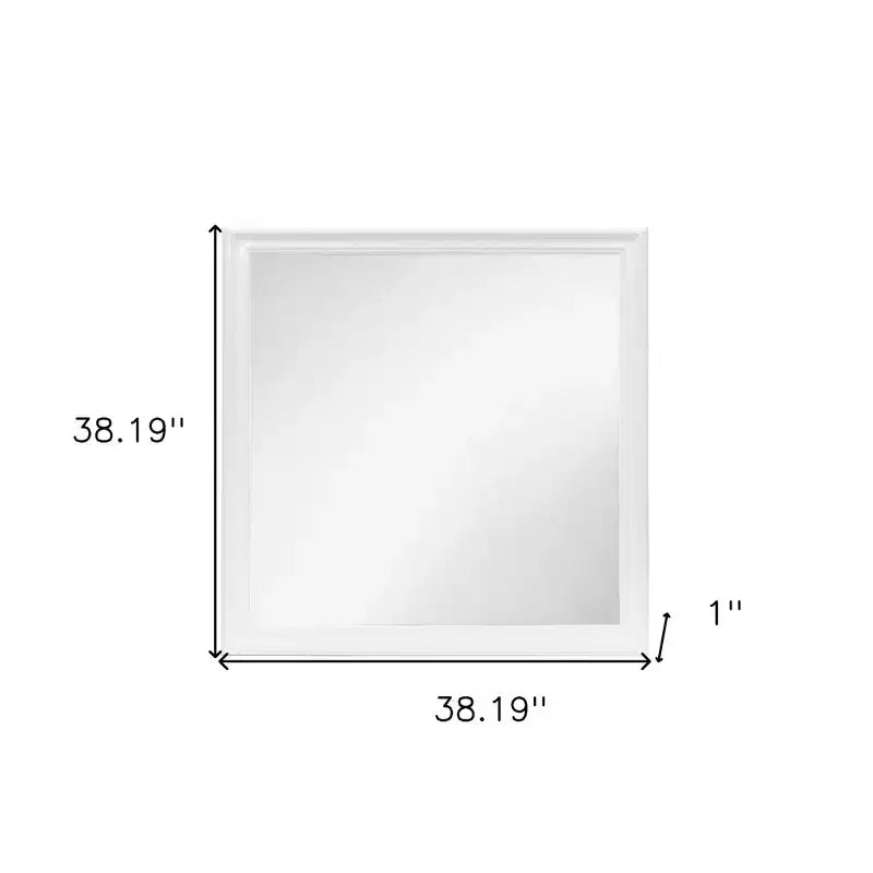 Miroir décoratif encadré en bois, carré, blanc de 38 po