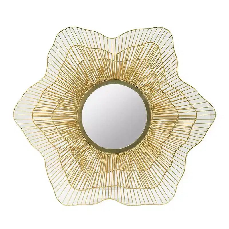 HomeRoots 27 Gold Floral Sunburst Iron Framed Accent Mirror