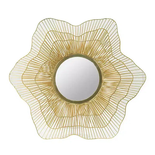 HomeRoots 27 Gold Floral Sunburst Iron Framed Accent Mirror