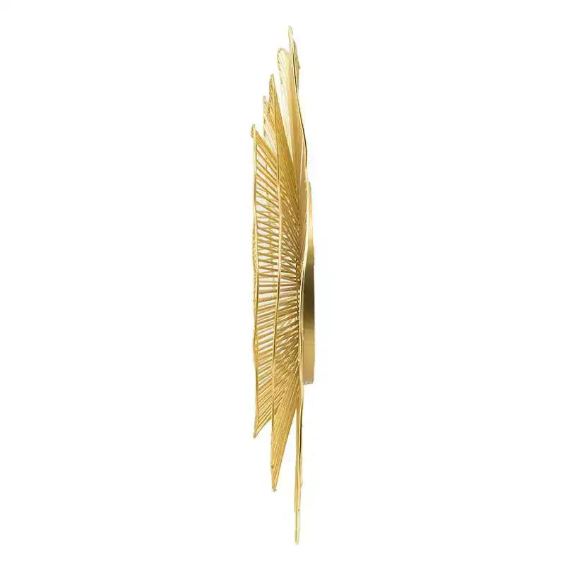 Miroir d'appoint de 27 pouces avec cadre en fer et motif floral doré en forme de soleil