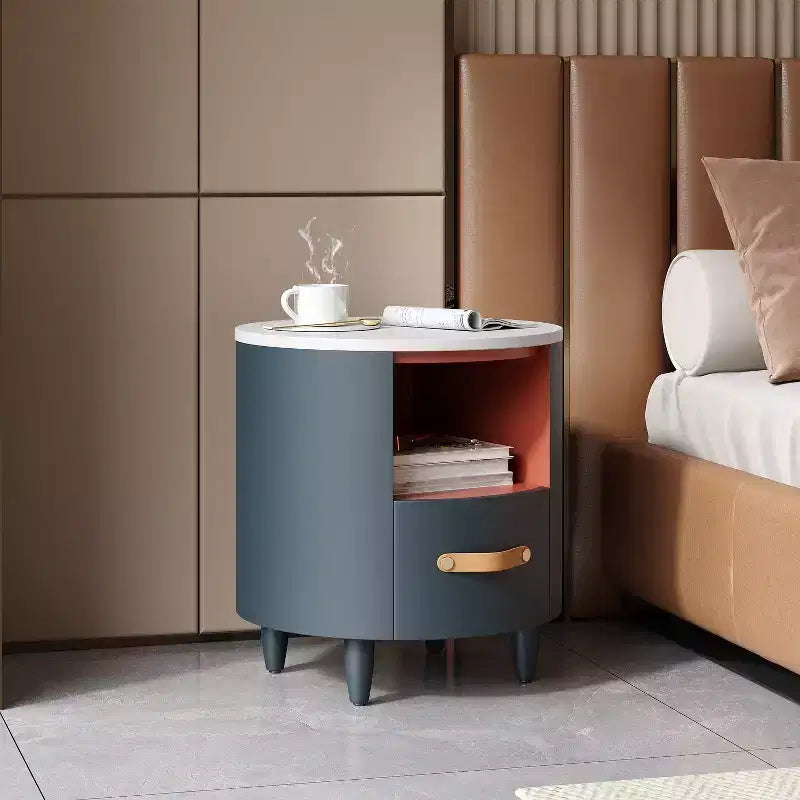 Christopher Knight Home Emmie Modern Round Nightstand with Storage Drawer and Open Shelf