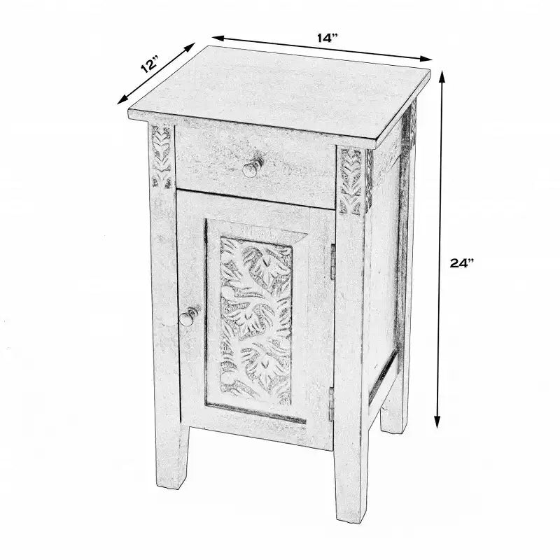 Table d'appoint en bois massif brun naturel avec armoire et tiroir