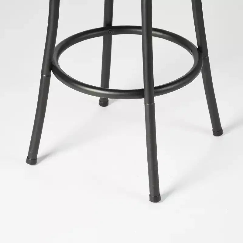 Tabouret de bar pivotant à hauteur réglable avec dossier bas en simili cuir et fer forgé