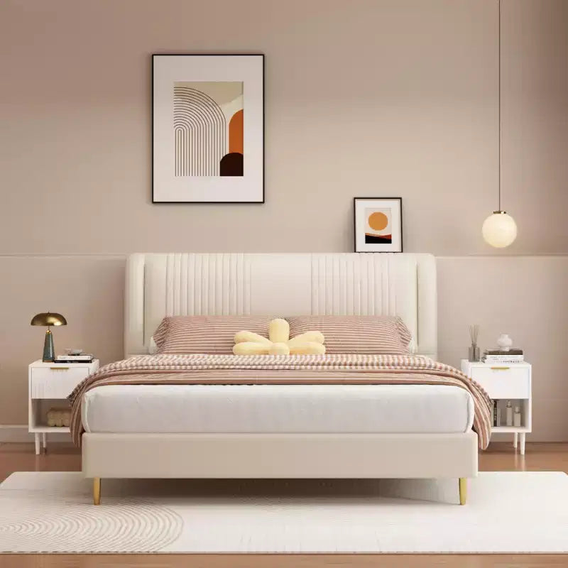 Table de Chevet Moderne en Bois Blanc avec Tiroir et Étagère
