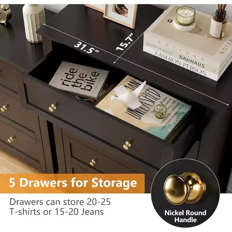 Commode à cinq tiroirs Meuble de rangement en bois