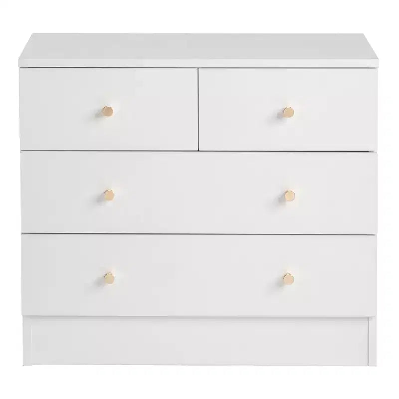Commode 4 tiroirs en panneau de particules blanc, 66 cm de large