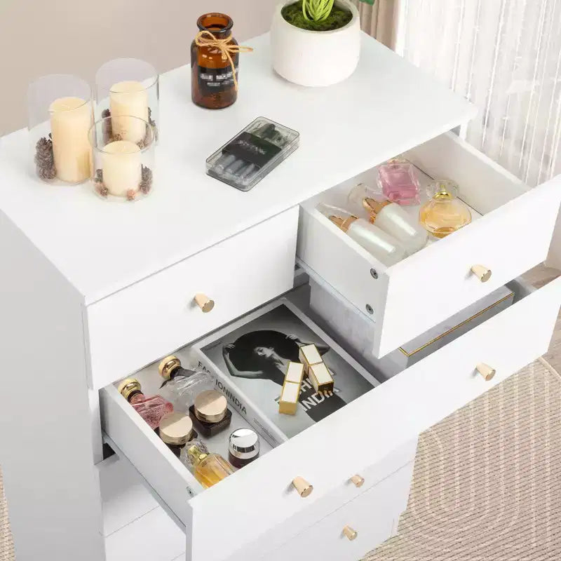 Commode 4 tiroirs en panneau de particules blanc, 66 cm de large