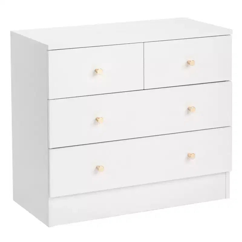 Commode 4 tiroirs en panneau de particules blanc, 66 cm de large