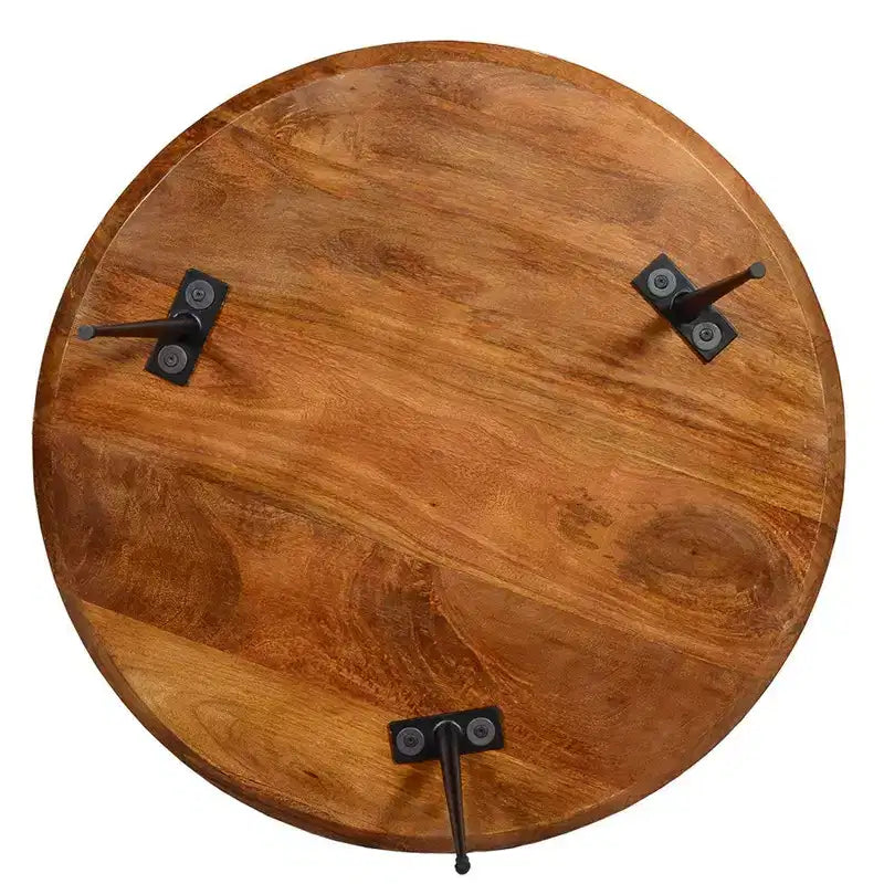 Table basse ronde fabriquée à la main en bois de manguier