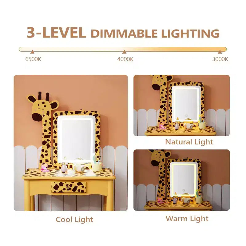 Lampe LED pour coiffeuse de fille avec motif girafe