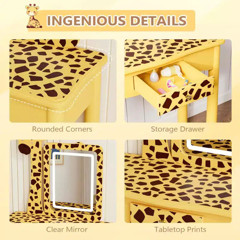 Lampe LED pour coiffeuse de fille avec motif girafe