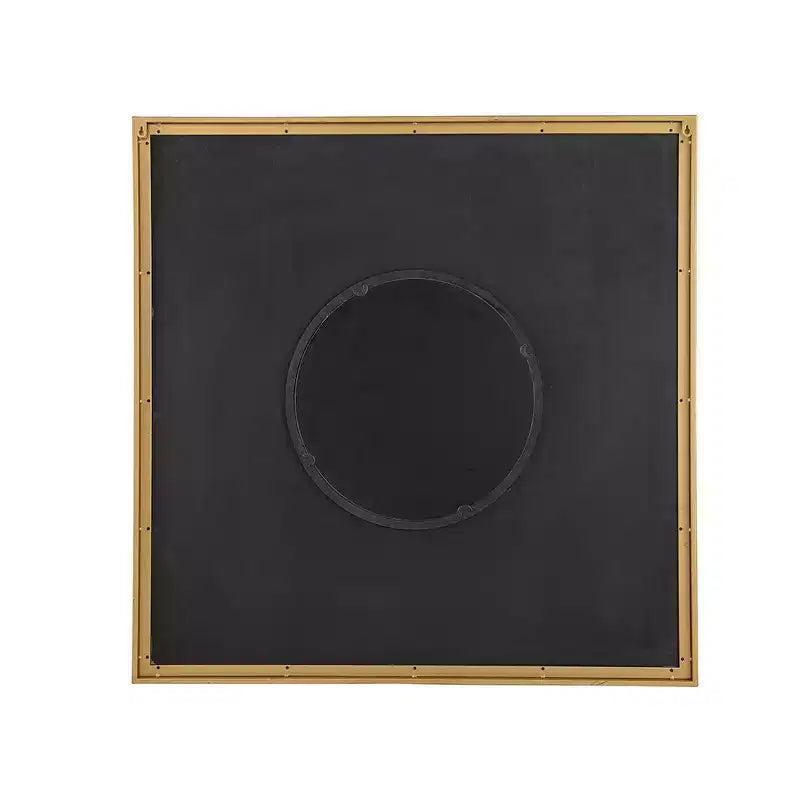 Miroir mural carré sculpté 40 x 40 pouces avec motif plissé et cadre en fer doré
