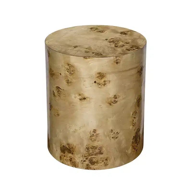Burl Wood Brown Cylinder Side Table 20x20x24