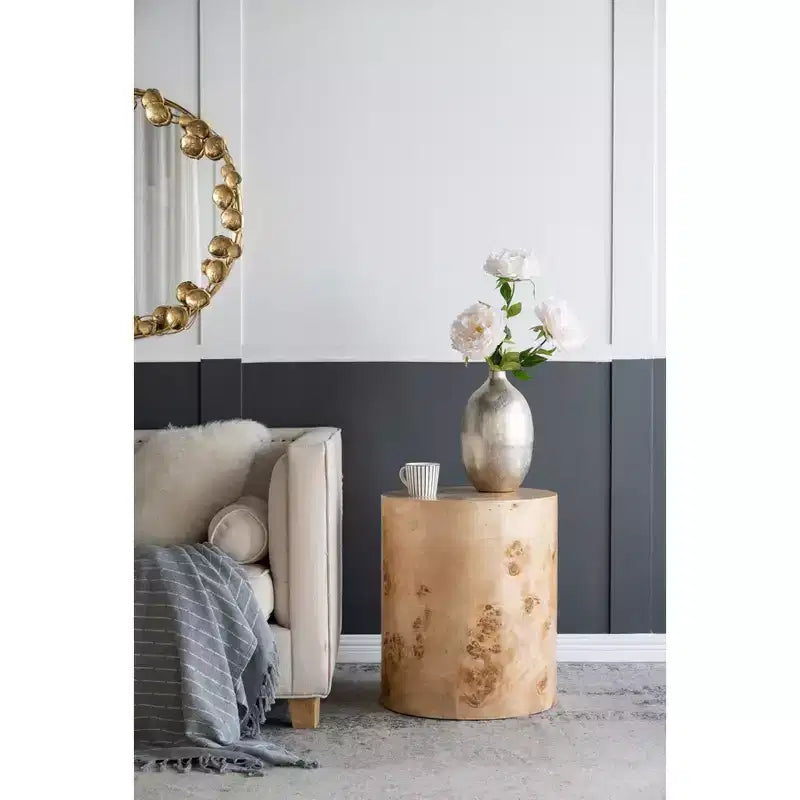 Table d'appoint cylindrique marron 20x20x24