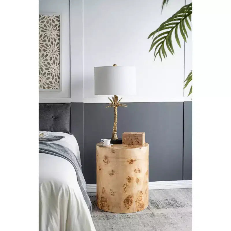 Table d'appoint cylindrique marron 20x20x24