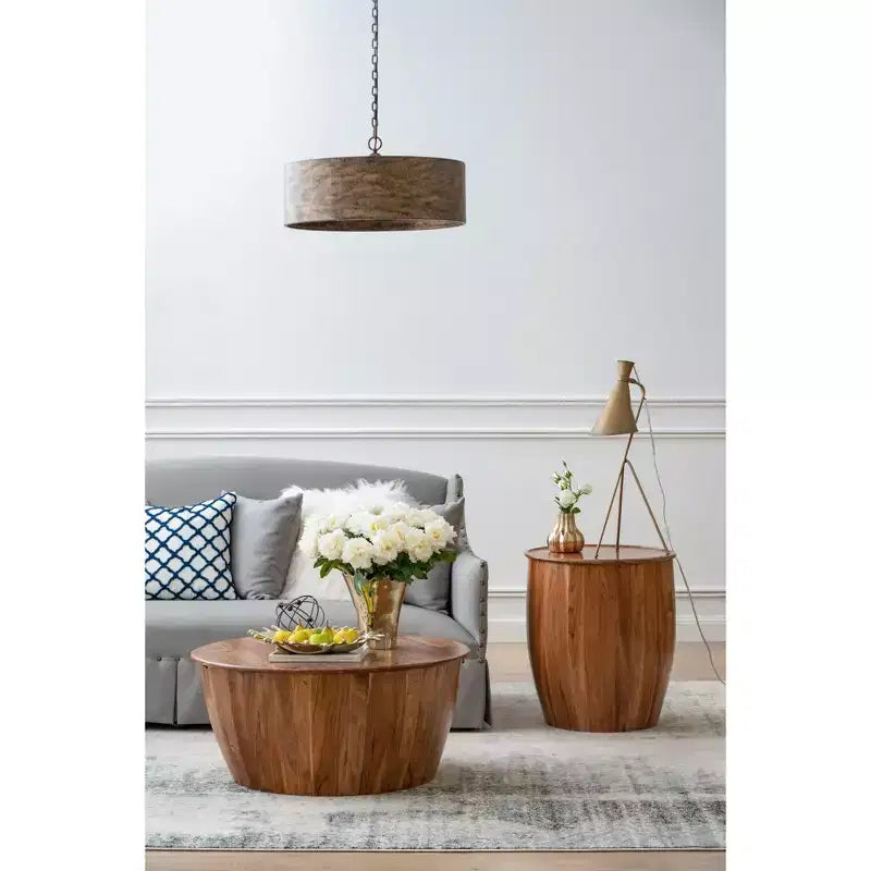 Table d'appoint Drum avec plateau de style plateau 22x22x25