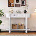 Clihome Elegant Retro Console Table with Curved Design and Smooth Glaze for Entryways, Living Rooms and hallways